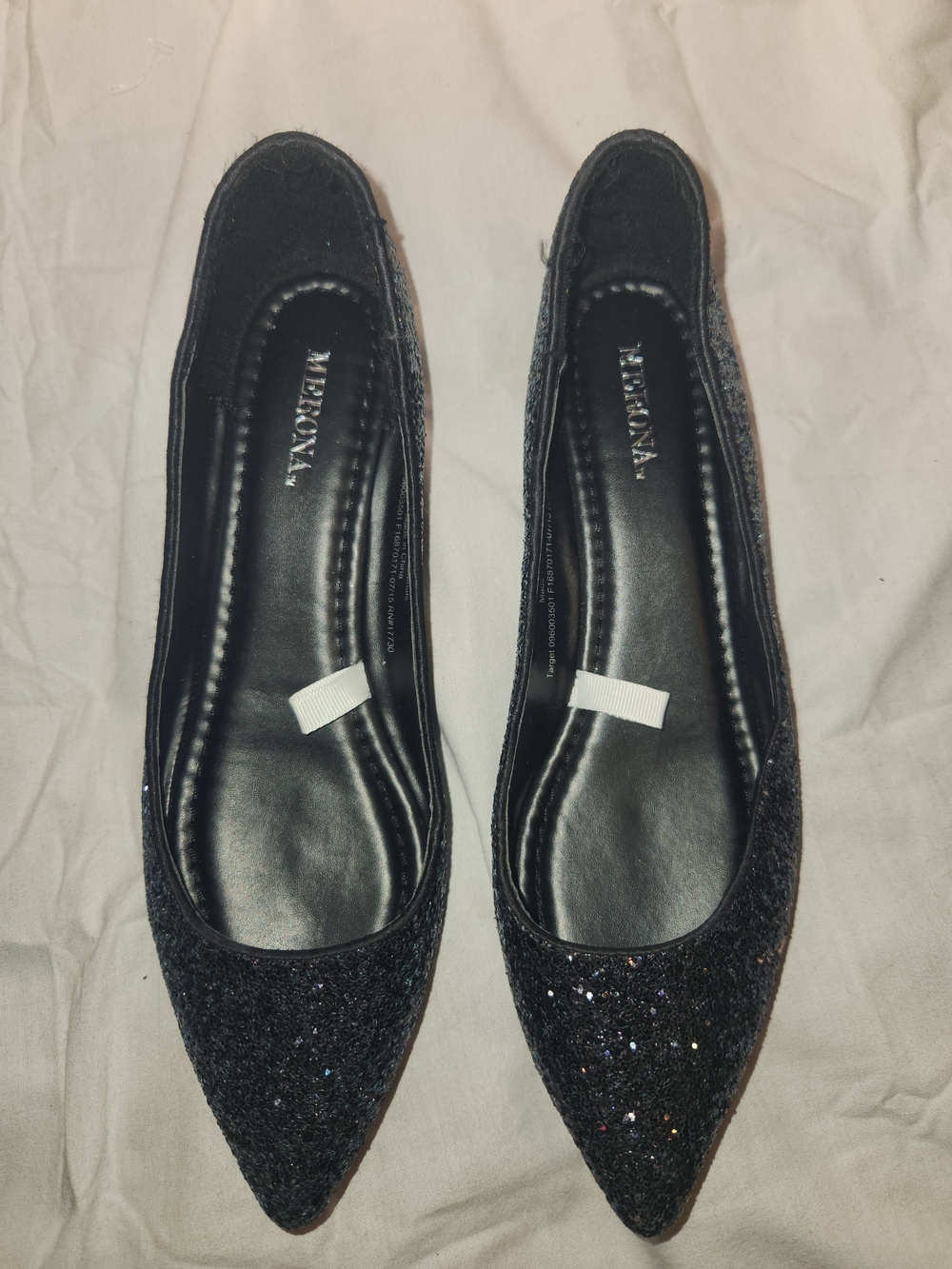 Merona Black Sparkle Pointed Toe Flats 7.5